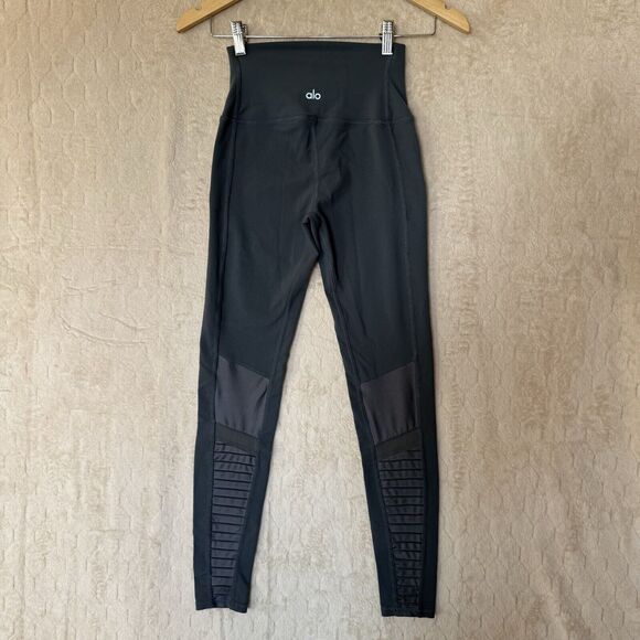 Alo Yoga Leggings Womens XS (2-4)‎ Gray High Waisted Moto Gym Running Athleisure - Picture 3 of 16
